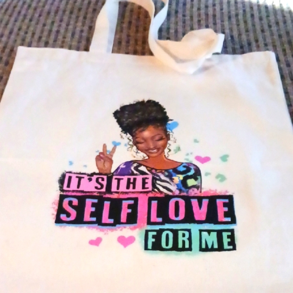 Self Love Graphic Tote Bag - White